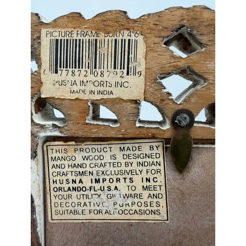 Husna Imports Carved Mango Wood Picture Frame 4x6 Handmade India